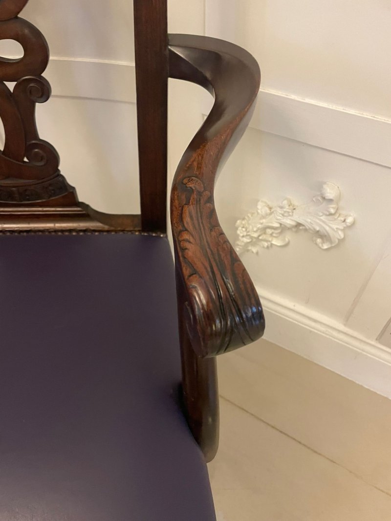 Outstanding Quality Set of 8 Antique Victorian Carved Mahogany Dining Chairs - Image 9